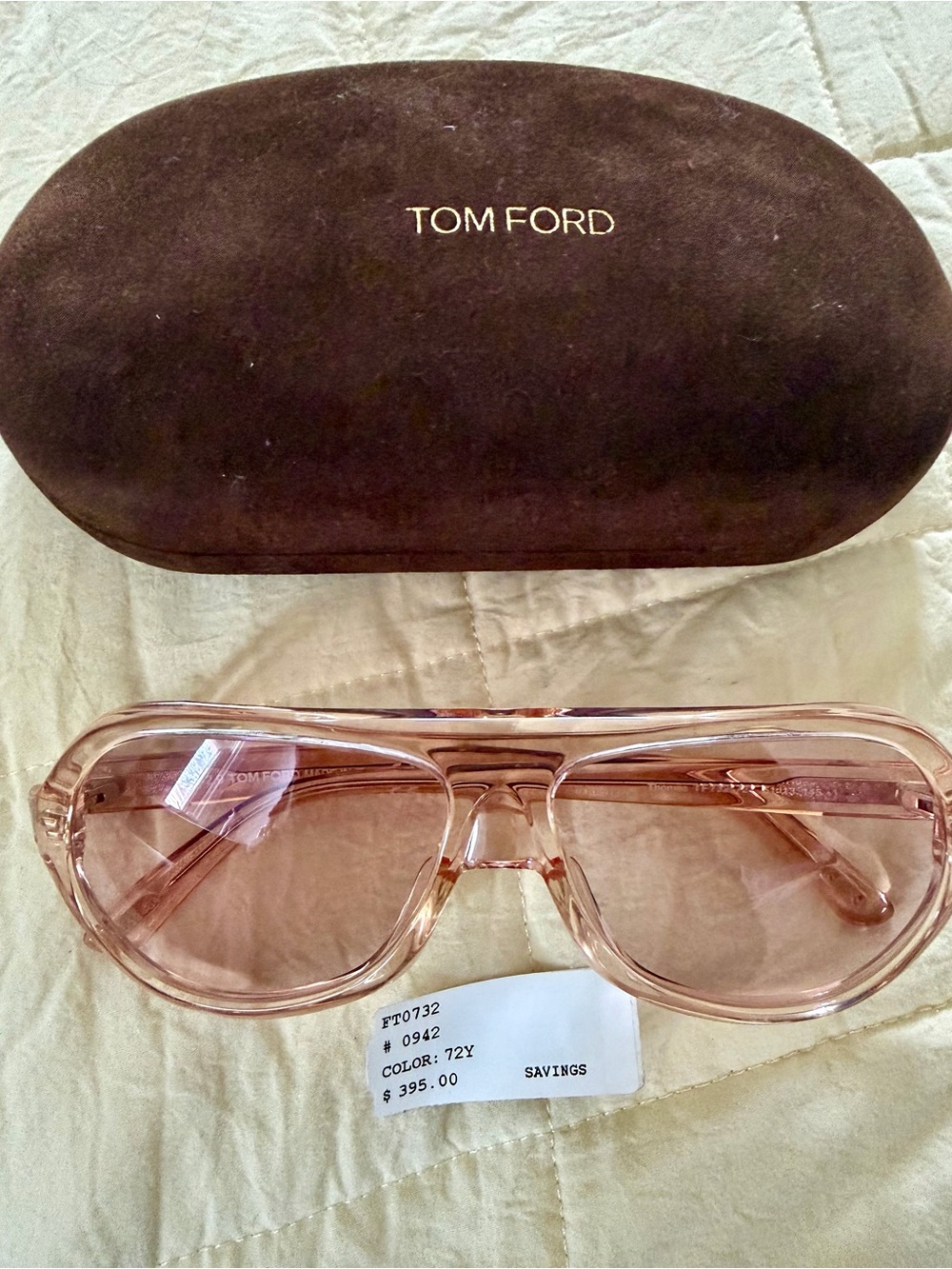 Tom Ford Translucent Pink Aviator Sunglasses